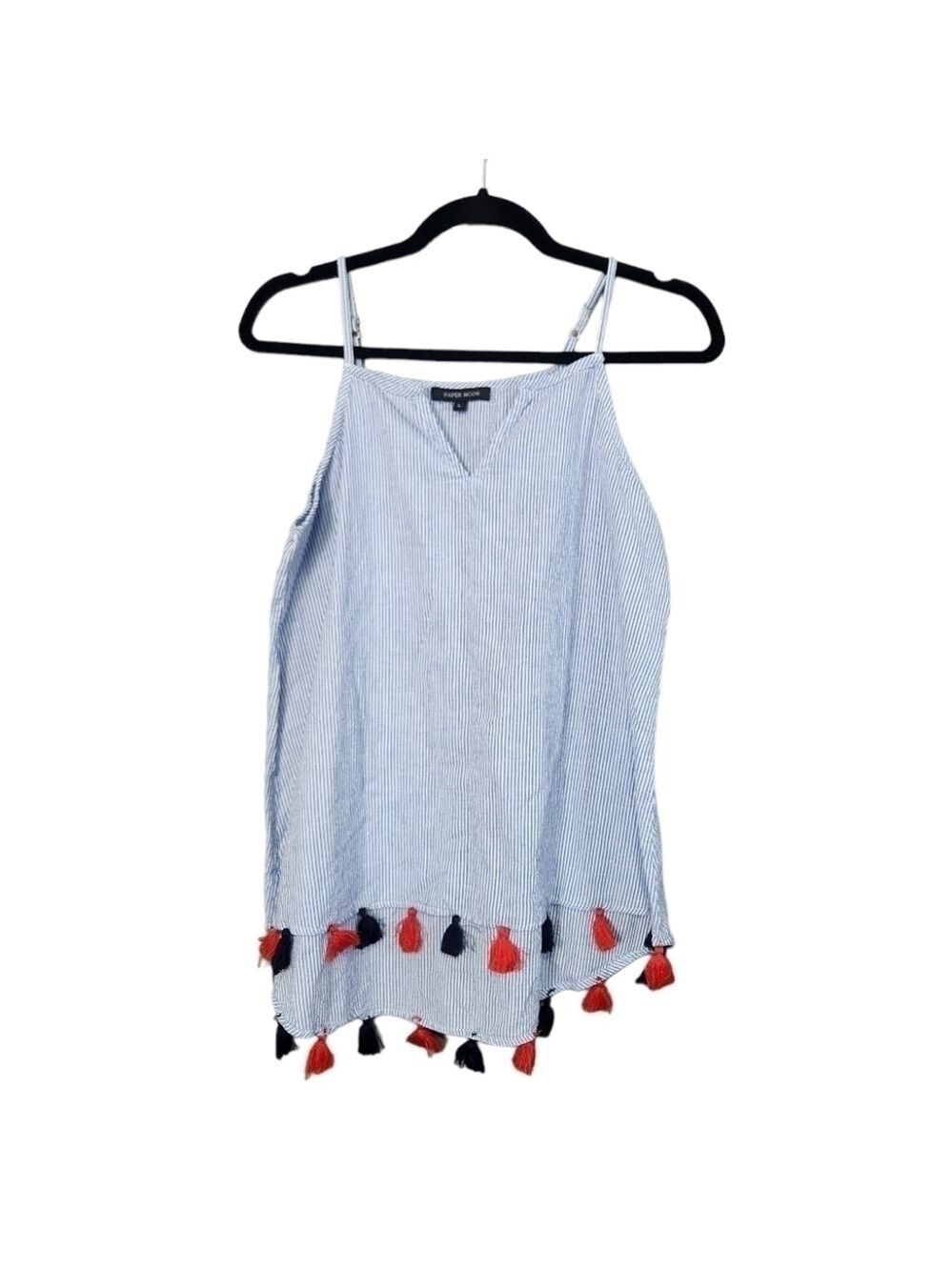 Papermoon Lightweight Cotton Summer Tank Tassle Accents Large